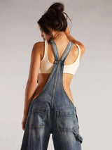 Utility Zipper Up Button Jeans Jumpsuit image 5