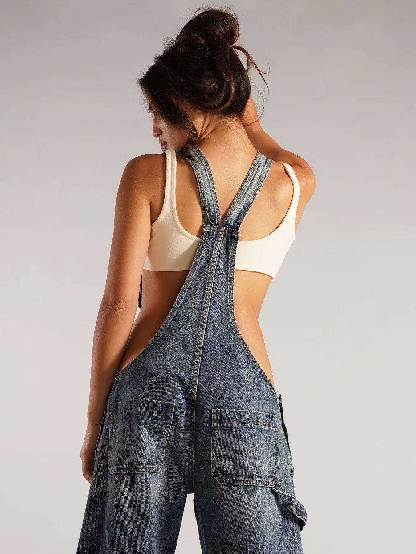 Utility Zipper Up Button Jeans Jumpsuit image 5