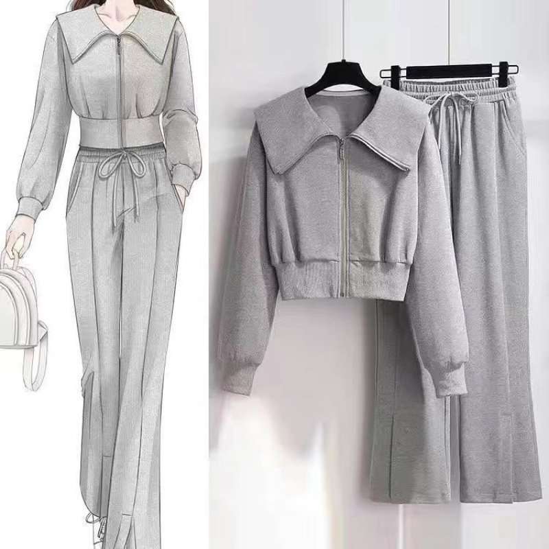 Casual Zipper Sweatshirt & Loose-Fit Pants Tracksuit Set image 4