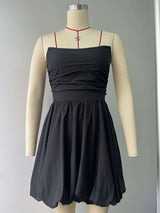 Black Strapless Pleated Mini Dress image 4