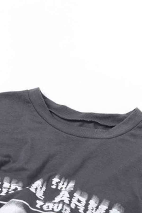 Printed Round Neck Knot Tie Cropped Tee Shirt Top image 7