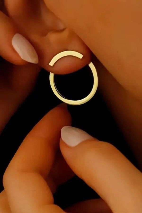 Elegant Golden Hoop Earrings - Free Size, Gold image