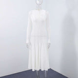 Lace Long Dress with Sheer Detailing image 5