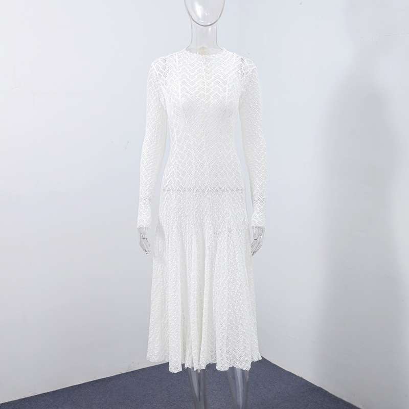 Lace Long Dress with Sheer Detailing image 5
