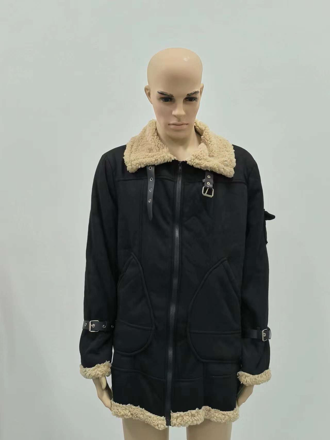 Jacket with Faux Fur Collar and Pockets image 4