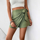 Textured Wrap-Style Skirt with Bow Detail image 0