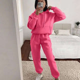 Loose Fit Hooded Co-Ords - S, Hot Pink image
