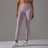 High-Waisted White Seamless Leggings - Lilac Purple, L image
