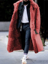 Plush Fur Warm Winter  Trench Coat - XL, Red image