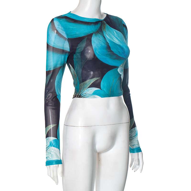 Floral Long Sleeve Crop Top image 3