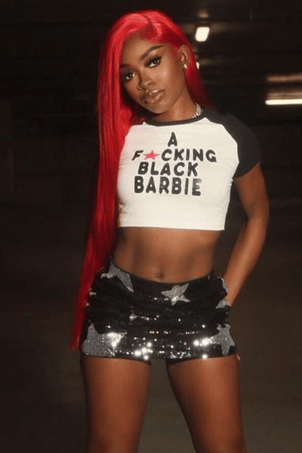 Letter Print Cropped Graphic Tee image 0