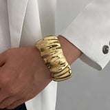 Irregular plated statement  bracelet - Free Size, Gold image