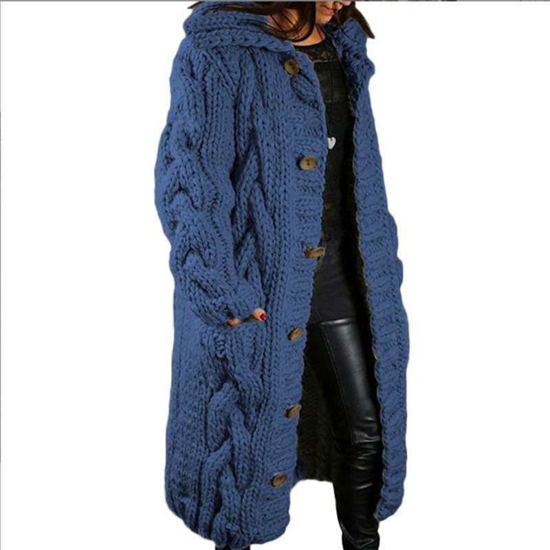 Womens Cardigan Sweater  Long Jacket Outwear - S, Blue image