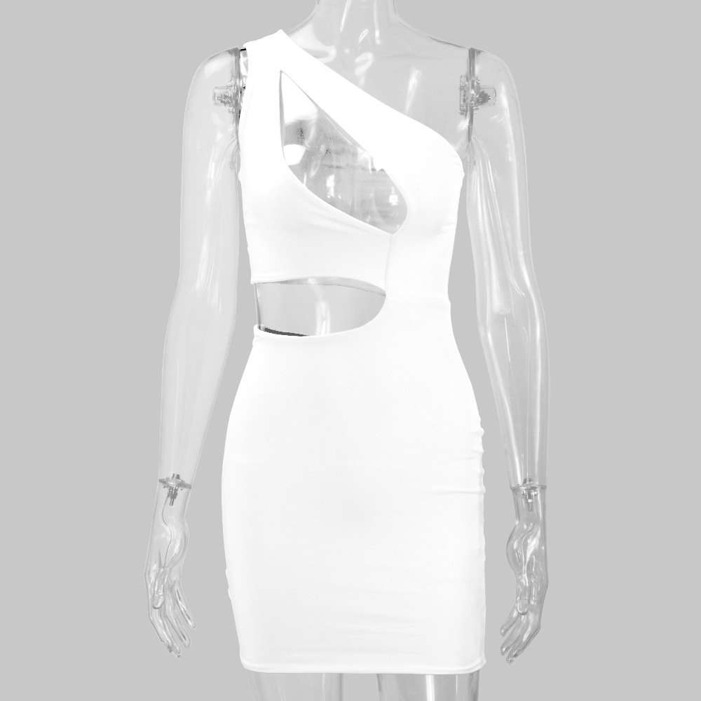 Fierce Flame Cutout One-Shoulder Mini Dress - S, White image