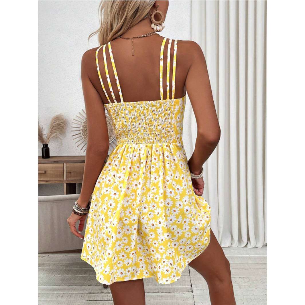 Daisy Print Summer Dress with Spaghetti Straps image 5