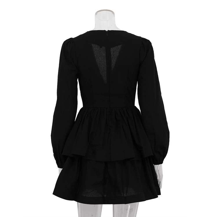 Peplum Dress with Long Sleeves and Mini Skirt image 4