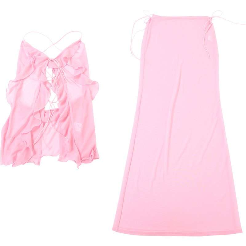 Backless Ruffle Tie Top & Maxi Skirt Set image 6