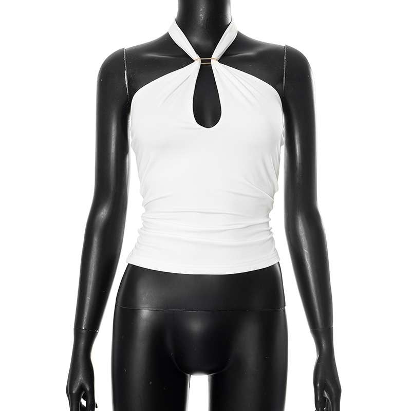 Halter Neck Ruched Top with Keyhole Detail image 2