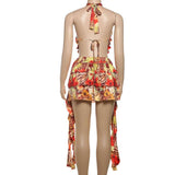 Tropical Print Ruffle Halter Mini Dress image 3