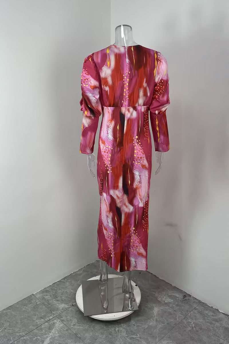 Abstract Pattern Maxi Dress with Ruched Front image 2