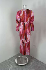 Abstract Pattern Maxi Dress with Ruched Front image 2
