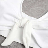 Sexy V Neck Short Sleeve Front Knot Tie Swimsuit image 4