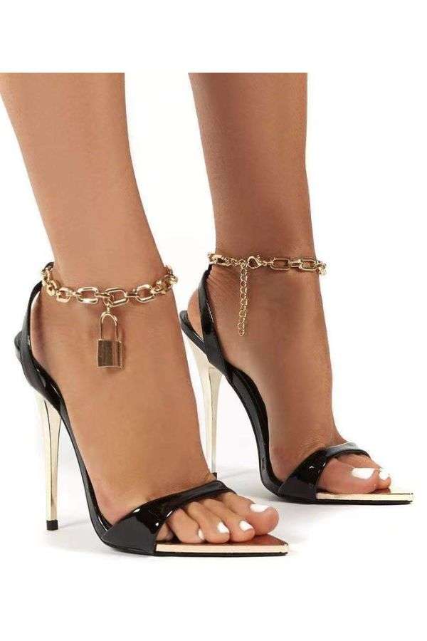 Stiletto Heels with Gold Chain Anklet image 0