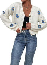 Casual Autumn Winter Cardigan Sweater - XL, White image