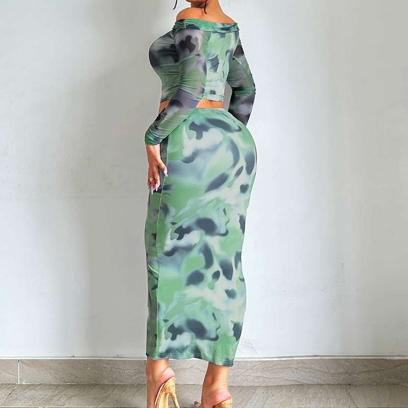 Camouflage Off-Shoulder Two-Piece Set image 4