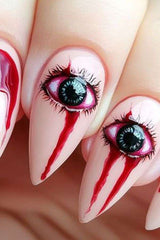 Creepy Eye & Blood Nail Art Design - Free Size, Red image