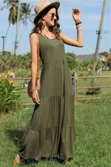 Chic Tiered Maxi Dress - S, Green image