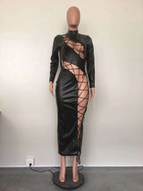 Fall Winter Style Lace-Up Pu Leather Dress image 3