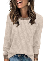Cozy Ribbed Knit Top - M, Beige image