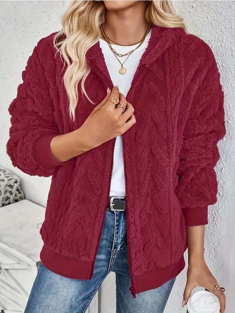 Cozy Faux Fur Zip-Up Jacket image 3