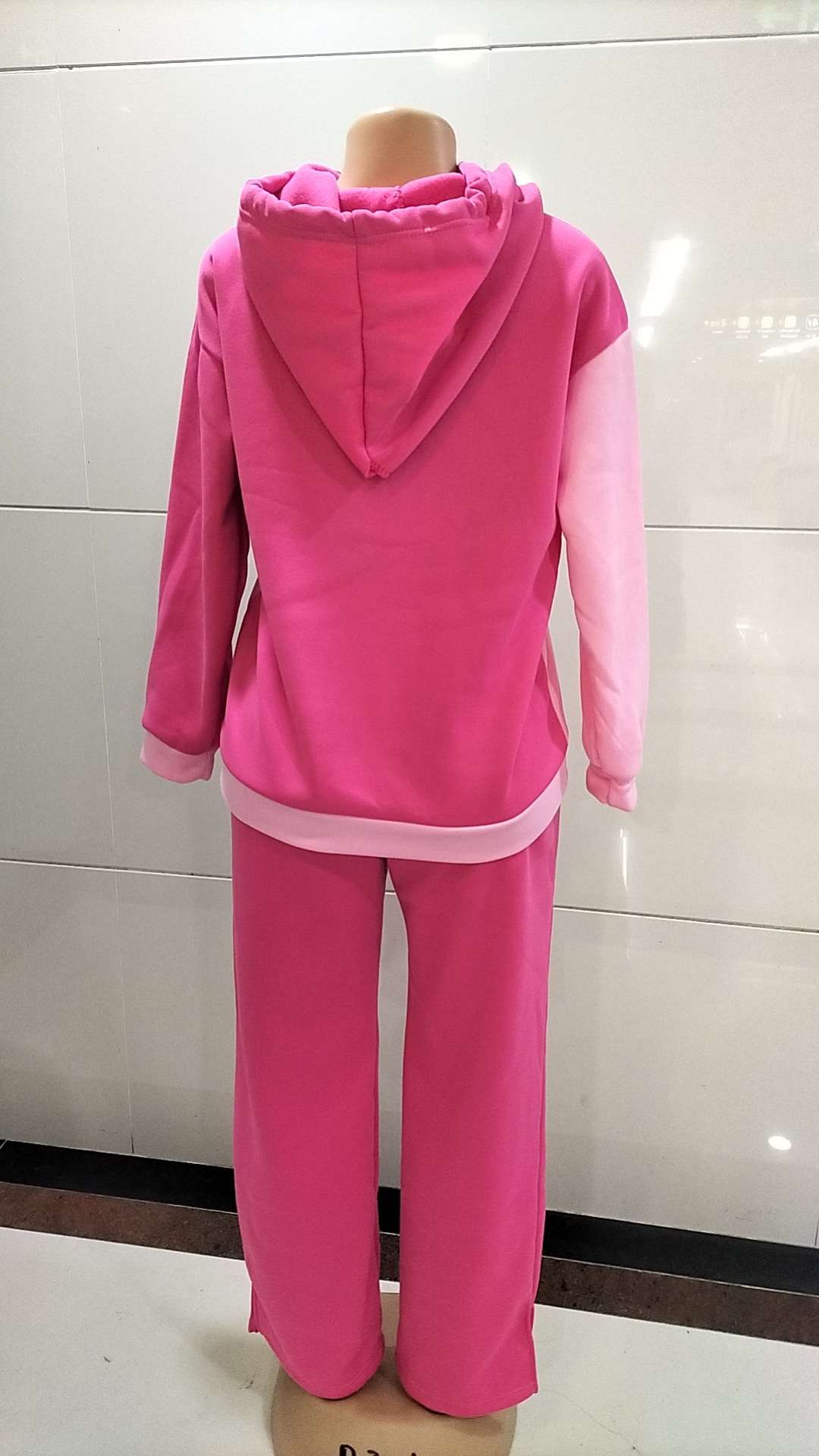 Contrast Color Casual Hoodies Sweatpants Set image 3