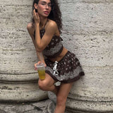 Boho Style Sleeveless Crop Top and Shorts Set image 1