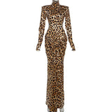 Leopard Print Maxi Dress with Turtleneck image 3