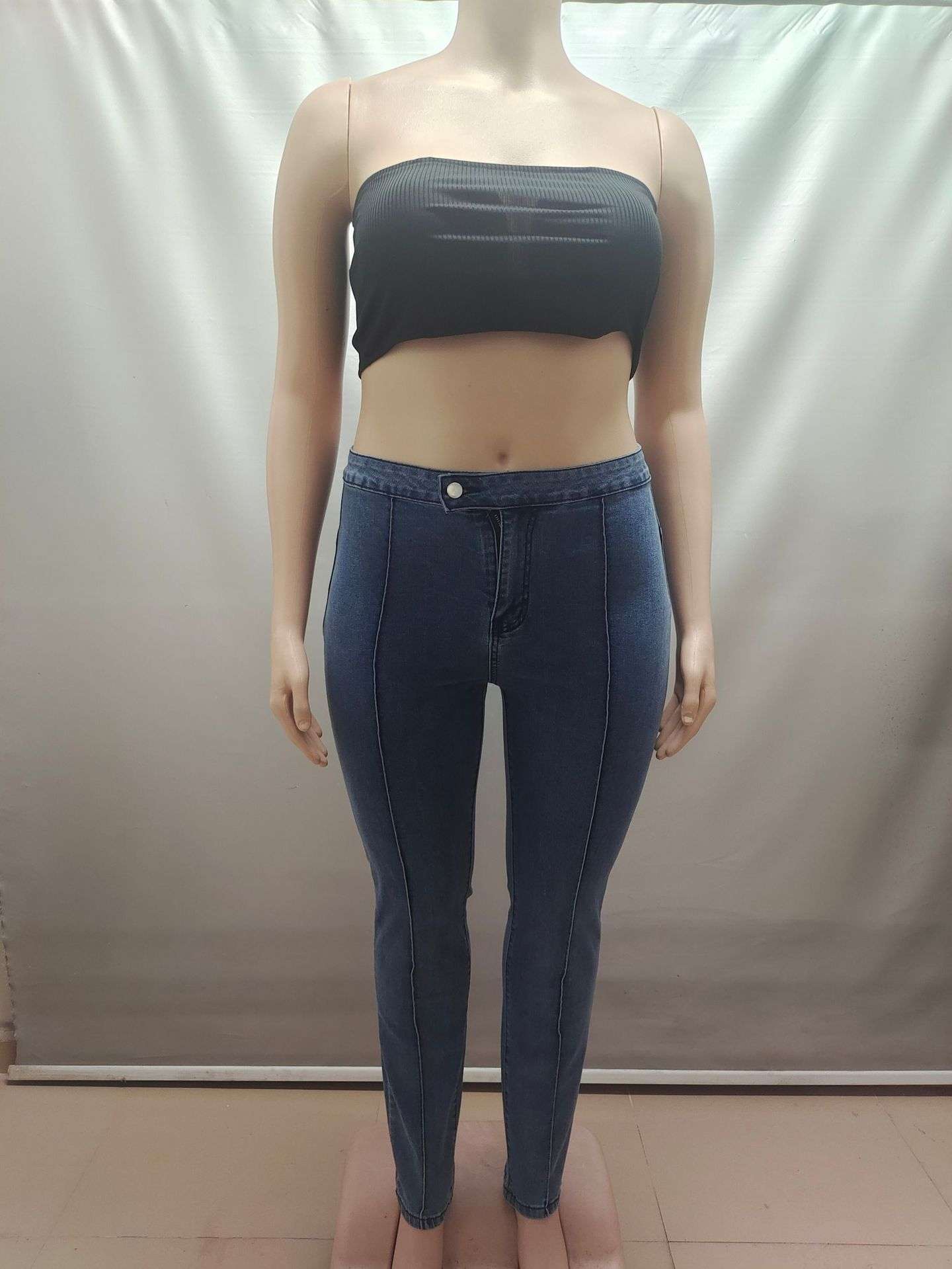 High-Waist Skinny Jeans with Contrast Stitching image 5