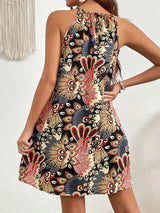 Vibrant Peacock Pattern Halter Dress image 3