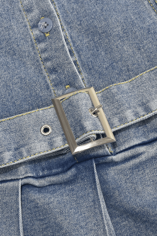 Urban Charm Belted Denim Skater Dress image 7