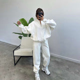 Hooded Loose Fit Sweatshirt & Joggers - M, White image