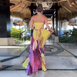 Vibrant Abstract Print Strapless Maxi Dress image 2