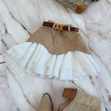 Chic Layered Ruffle Mini Skirt - S, Beige image
