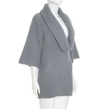 Knit Oversized Top with Draped Collar image 4