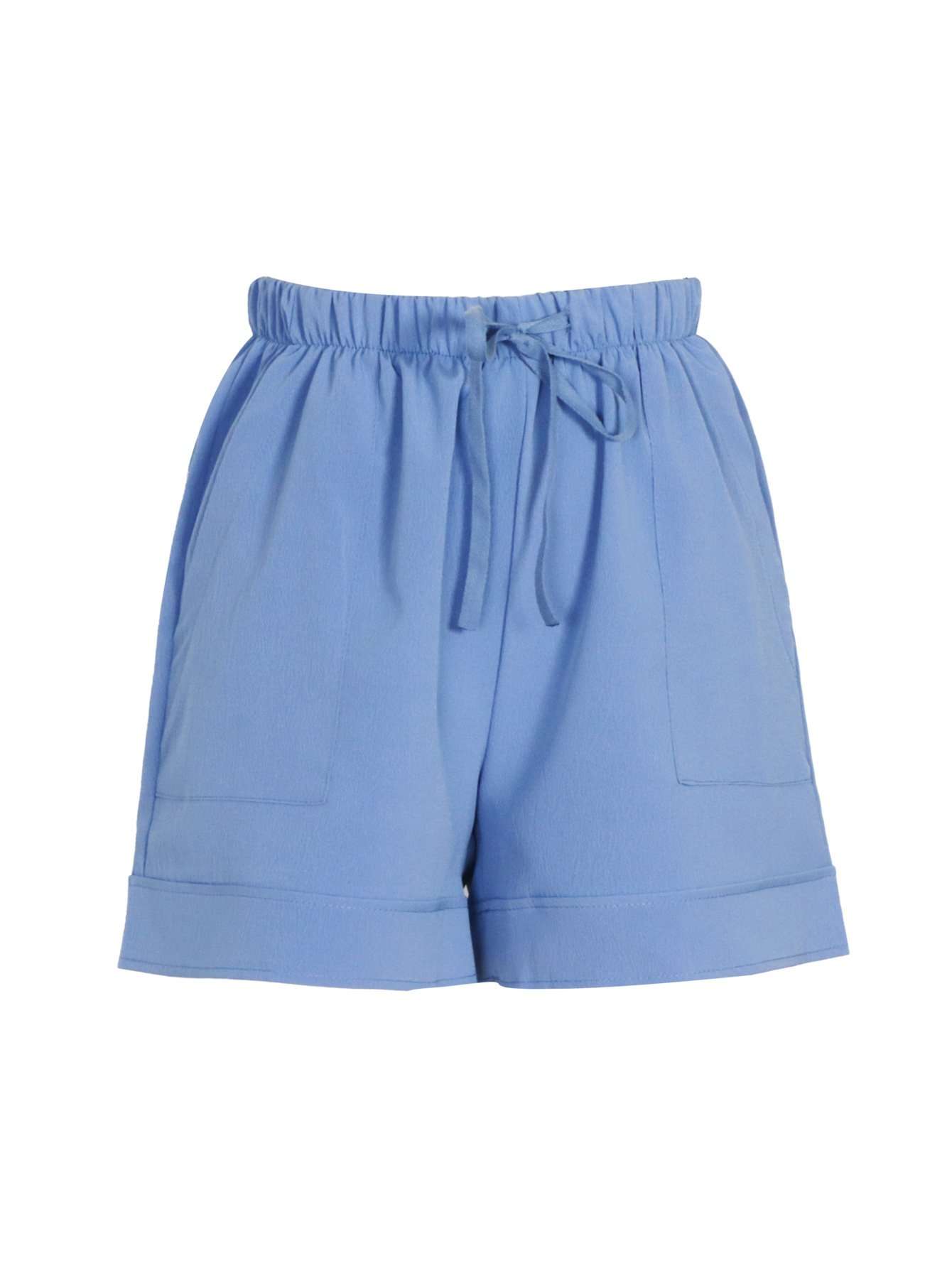 Drawstring Culotte Shorts - S, Blue image
