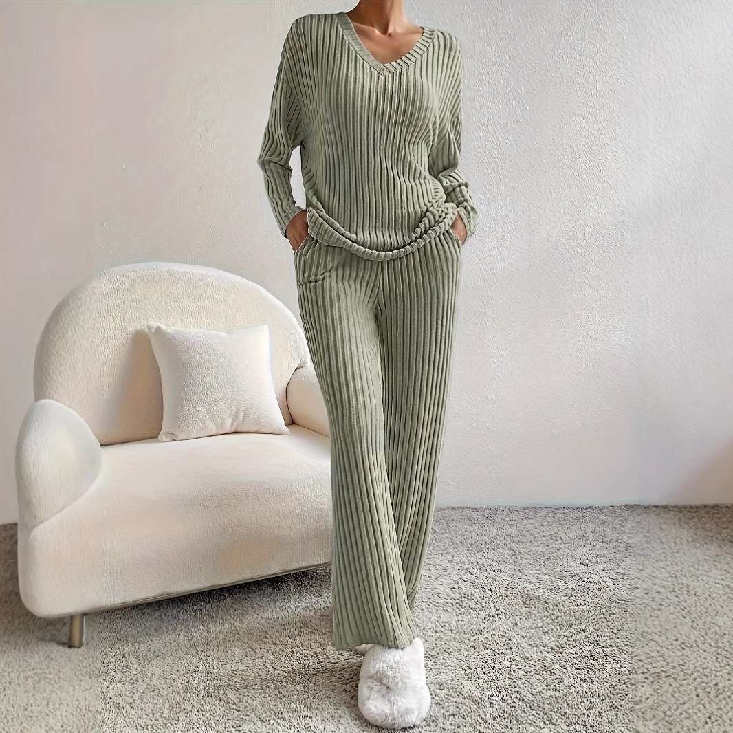 Cozy Ribbed Lounge Set - L, Green image