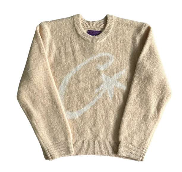 Knit Sweater Long Sleeve Pullover - S, Beige image