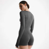 Long Sleeve Bodycon Jumpsuit with Button Detailing image 2