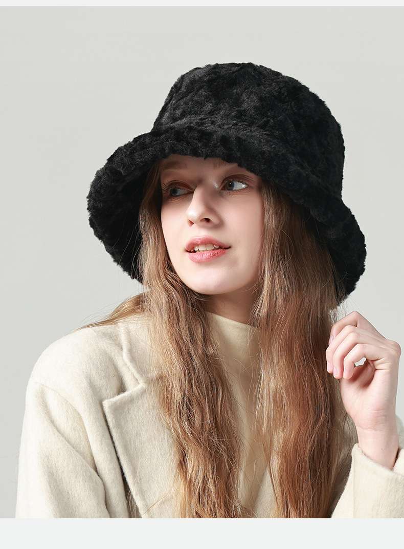 Fashionable Winter Bucket Hat - Free Size, Black image