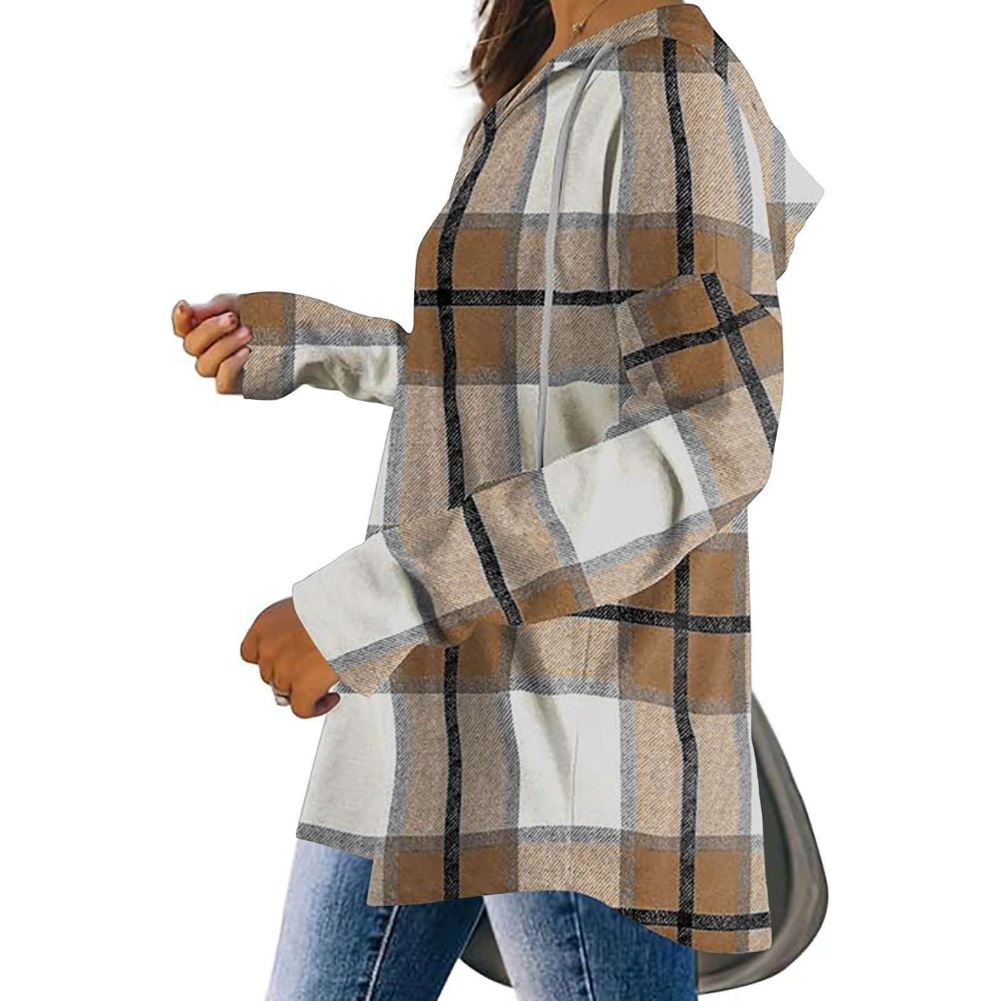 Plaid Print Long Sleeve Hooded Top image 4
